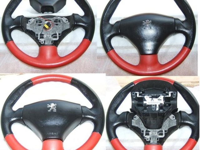 Volan si airbag peugeot 206 si 206 cc 2001-2006 rosu+negru